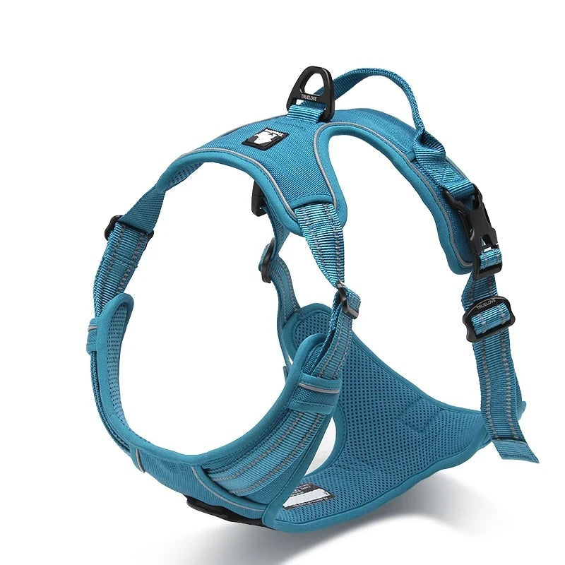 Reflective dog training harness, front view