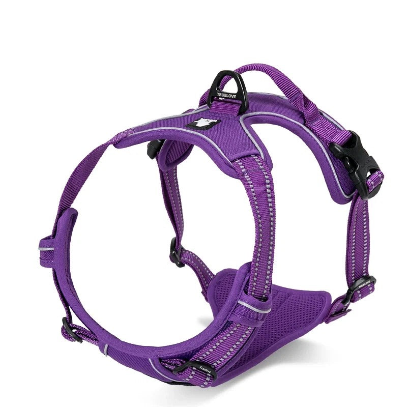Reflective dog training harness, front view