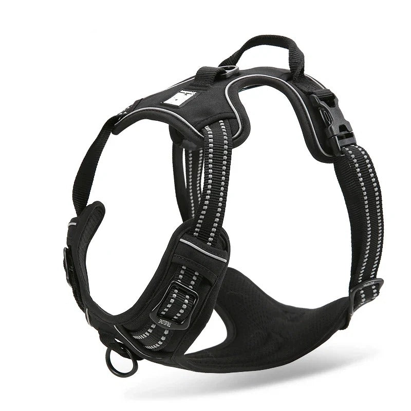 Reflective dog training harness, front view