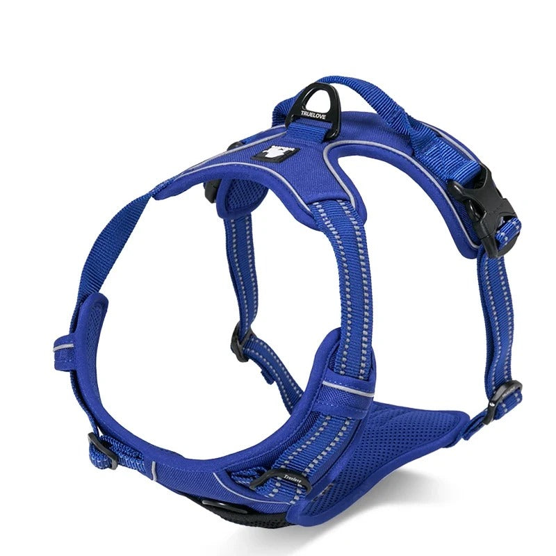 Reflective dog training harness, front view