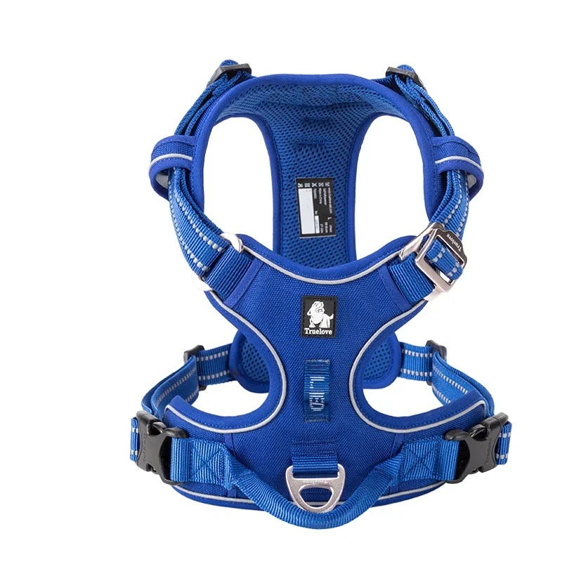Reflective dog training harness, front view