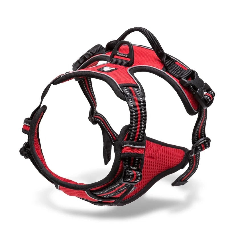 Reflective dog training harness, front view