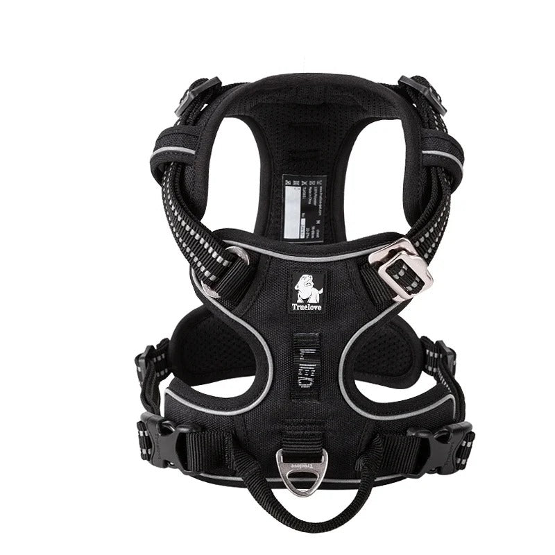 Reflective no pull dog harness, front view
