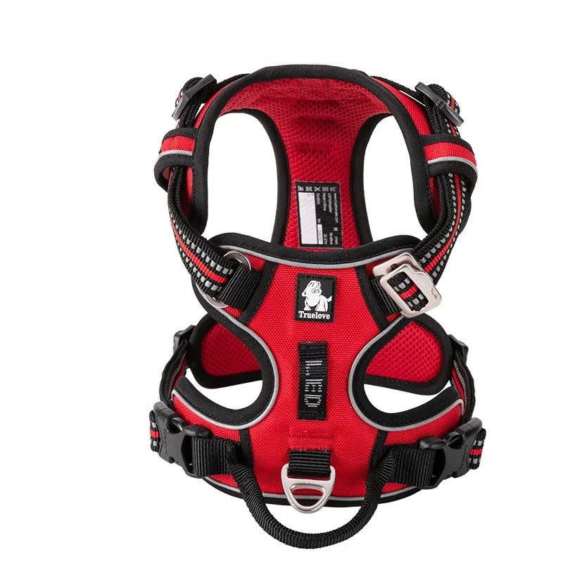 Reflective no pull dog harness, front view