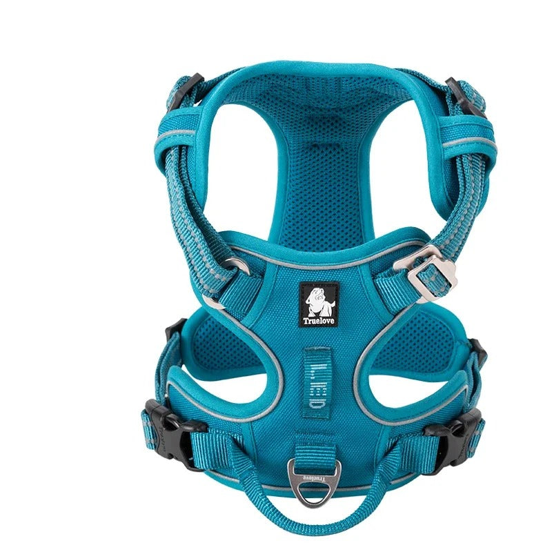 Reflective no pull dog harness, front view