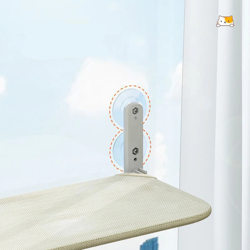 How the hammock mounts to the glass with its suction cups