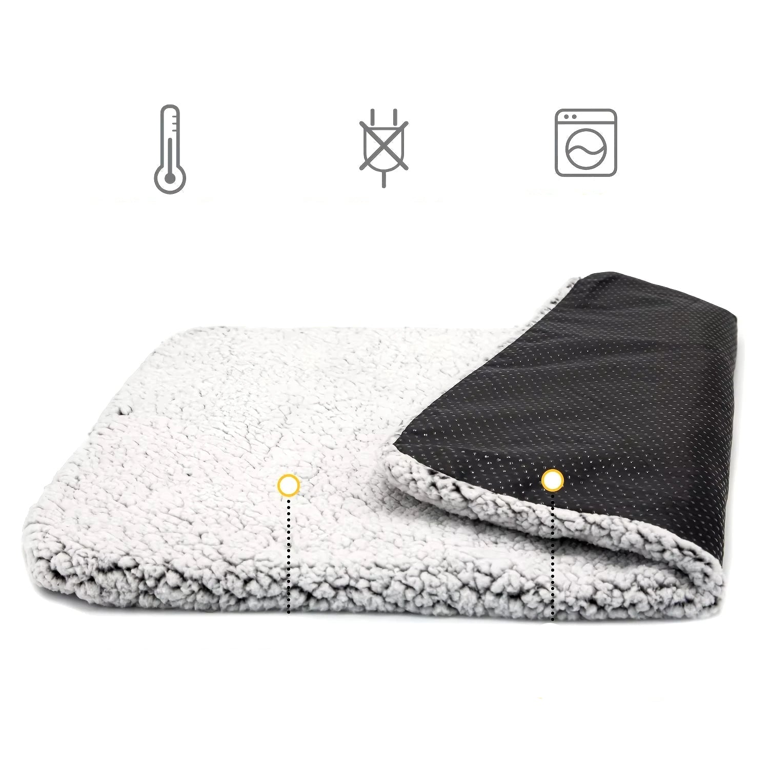 Grey self-warming pet mat with soft fleece surface, non-slip backing and machine-washable design